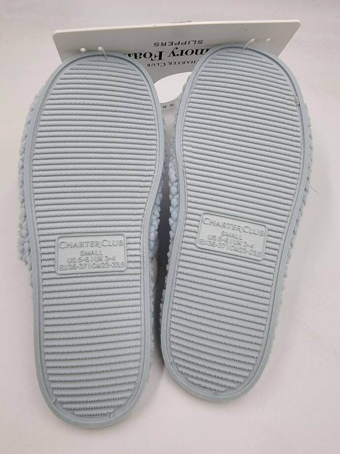 Charter Club Textured Knot-Top Slippers Women's S 5-6 US Crystallin Blue Slip On