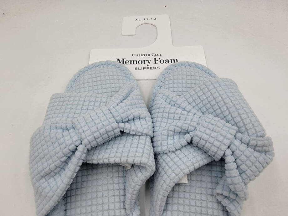 Charter Club Textured Knot-Top Slippers Women's XL 11-12 Crystallin Blue Slip On