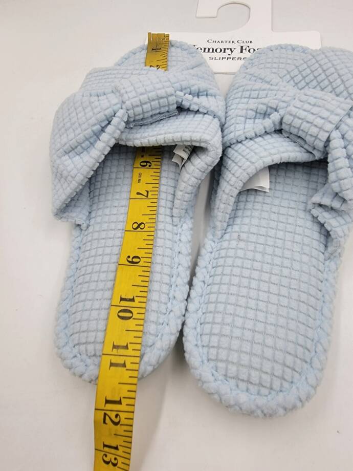 Charter Club Textured Knot-Top Slippers Women's XL 11-12 Crystallin Blue Slip On