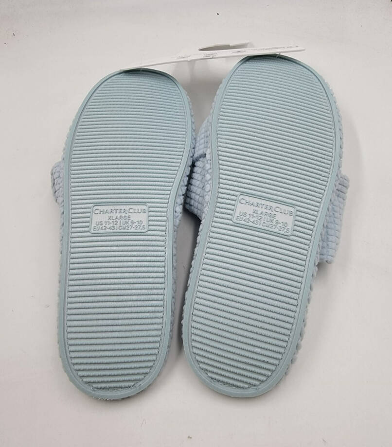 Charter Club Textured Knot-Top Slippers Women's XL 11-12 Crystallin Blue Slip On