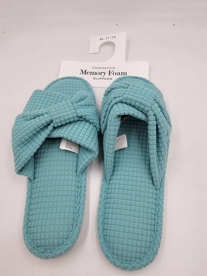 Charter Club Textured Knot-Top Slippers Women's XL 11-12 US Etched Glass Slip On