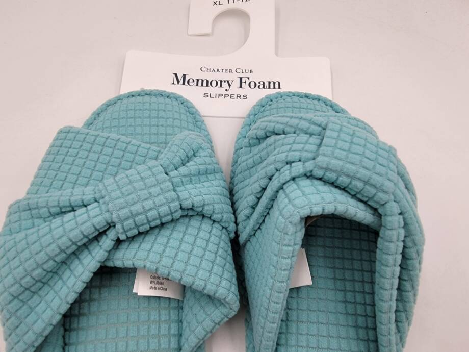 Charter Club Textured Knot-Top Slippers Women's XL 11-12 US Etched Glass Slip On