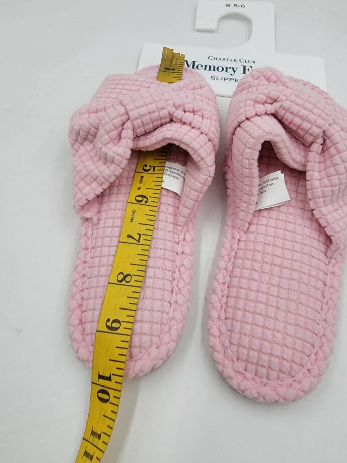 Charter Club Textured Knot-Top Slippers Women's S 5-6US Baby Shower Pink Slip On