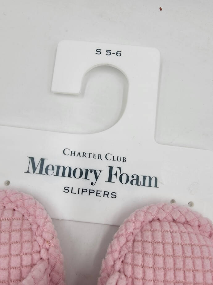 Charter Club Textured Knot-Top Slippers Women's S 5-6US Baby Shower Pink Slip On