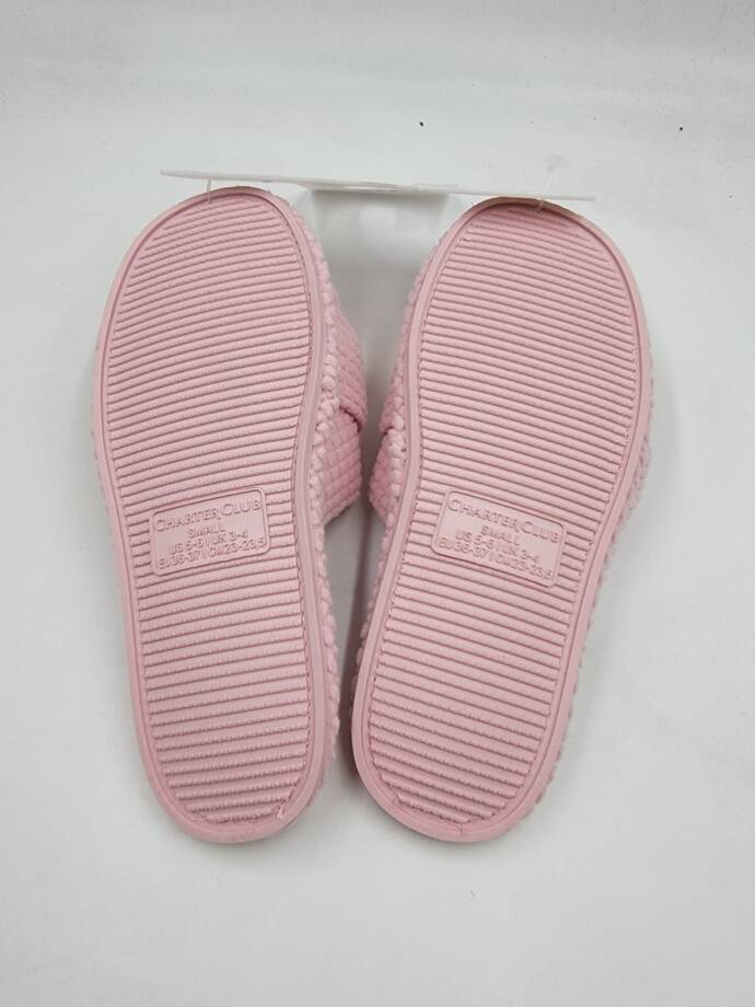 Charter Club Textured Knot-Top Slippers Women's S 5-6US Baby Shower Pink Slip On