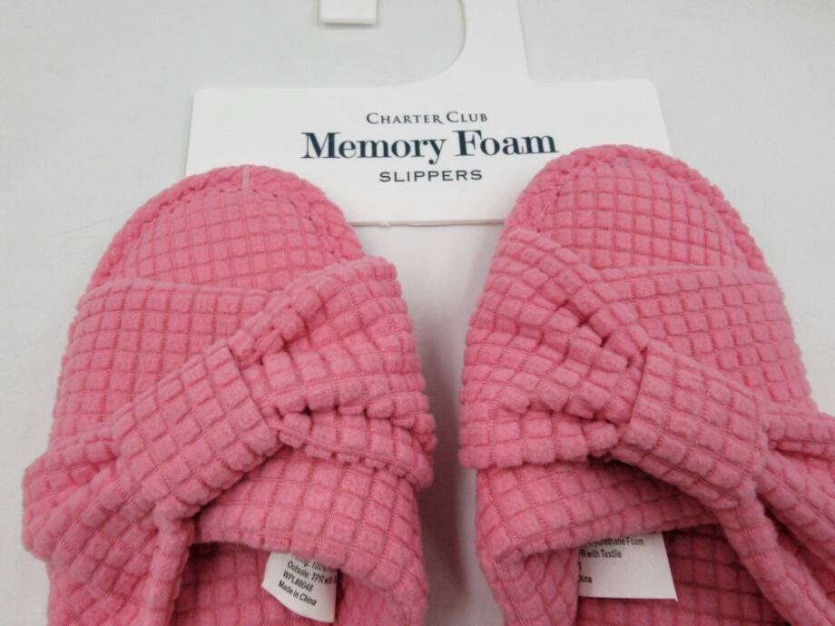 Charter Club Textured Knot-Top Slippers Women's S 5-6 US Pink Taffy Slip On