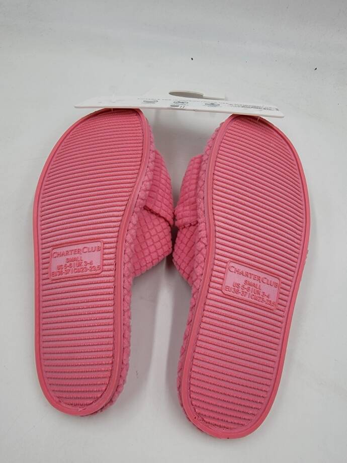 Charter Club Textured Knot-Top Slippers Women's S 5-6 US Pink Taffy Slip On