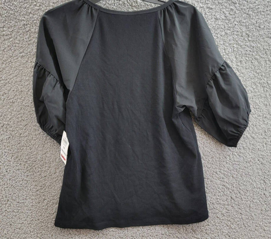 On 34th Trendy Plus Size Scoop-Neck Puff-Sleeve Top Women's 0X Black Pullover