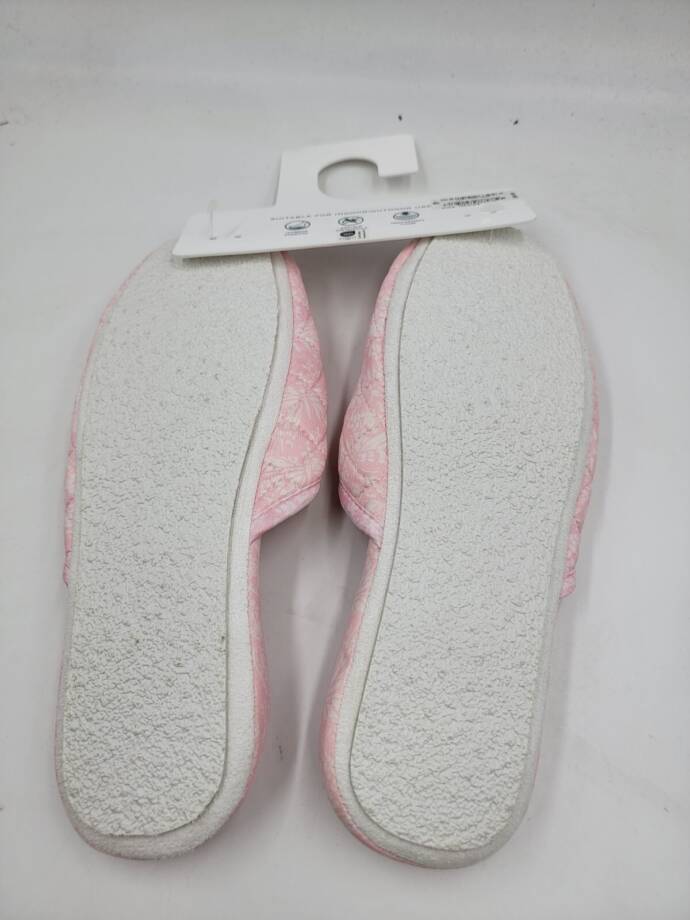 Charter Club Gingham-Print Bow-Top Slippers Women's XL 11-12 Orchid Pink Slip On