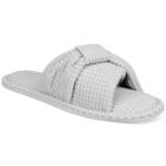 Charter Club Textured Knot-Top Slippers Women's M 7-8 US Sleep Gray Slip On
