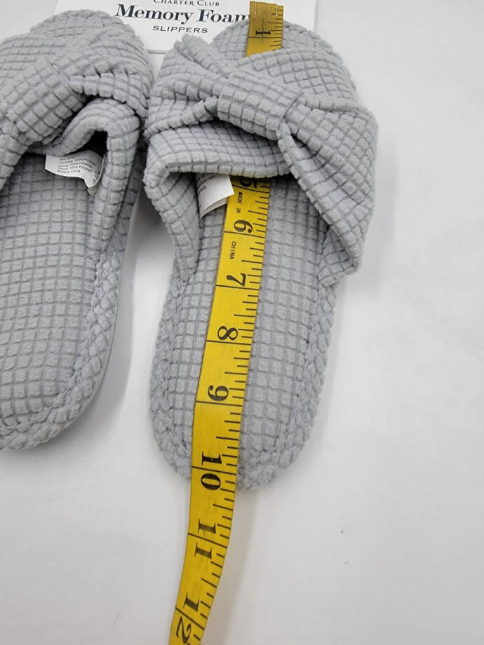 Charter Club Textured Knot-Top Slippers Women's M 7-8 US Sleep Gray Slip On