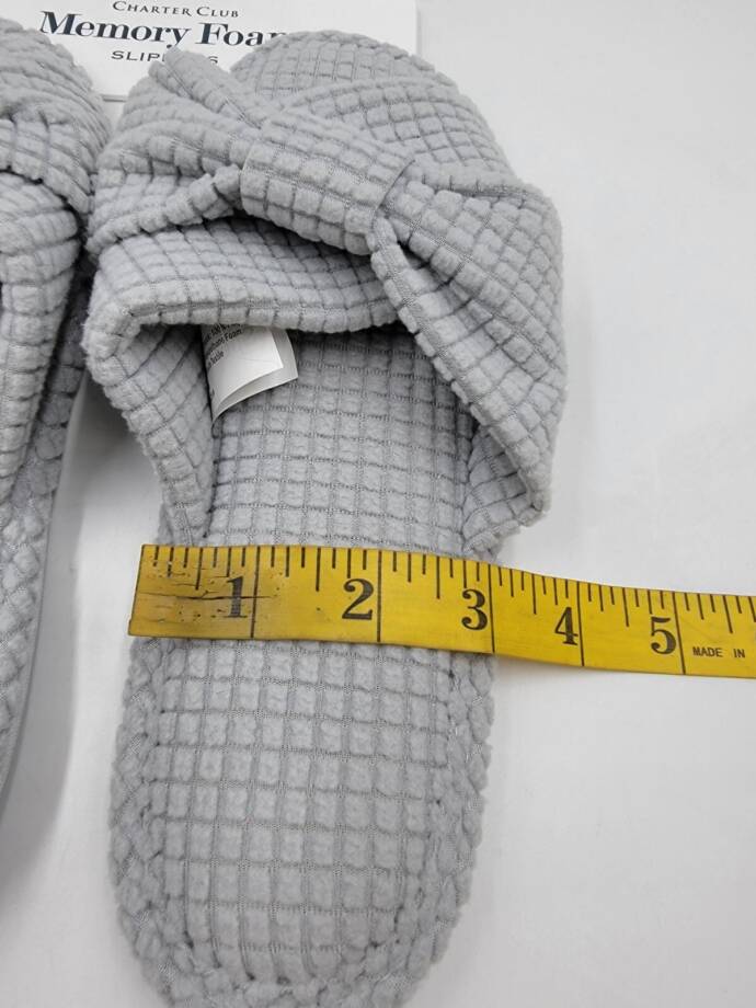 Charter Club Textured Knot-Top Slippers Women's M 7-8 US Sleep Gray Slip On