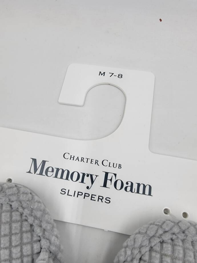 Charter Club Textured Knot-Top Slippers Women's M 7-8 US Sleep Gray Slip On