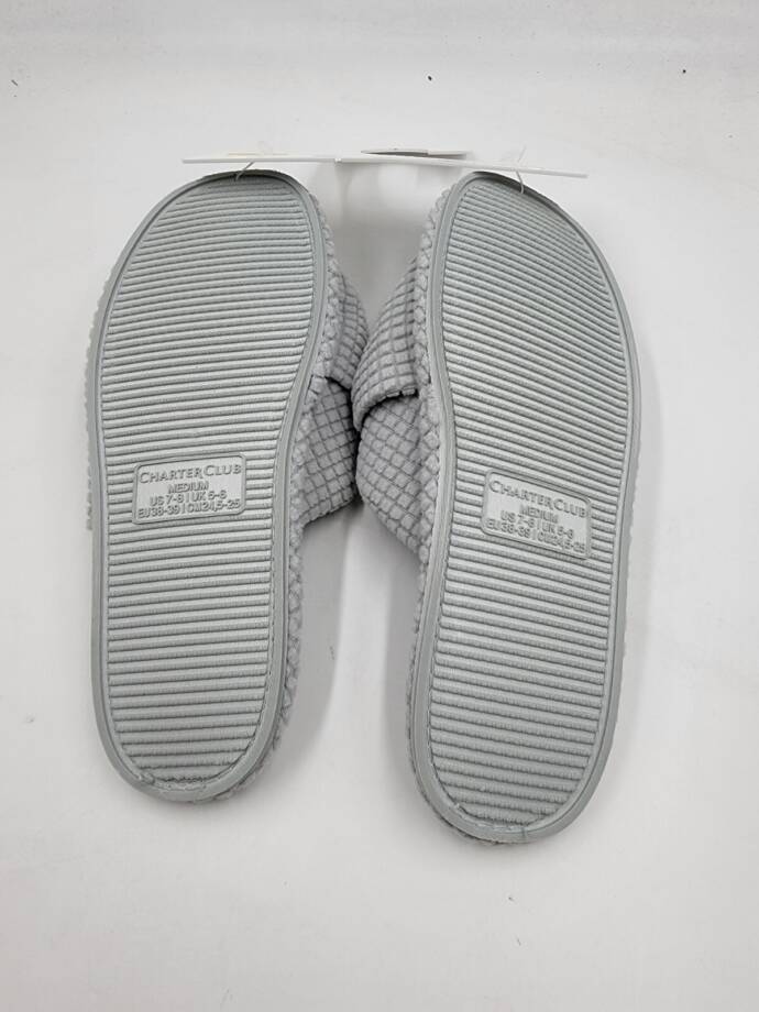 Charter Club Textured Knot-Top Slippers Women's M 7-8 US Sleep Gray Slip On