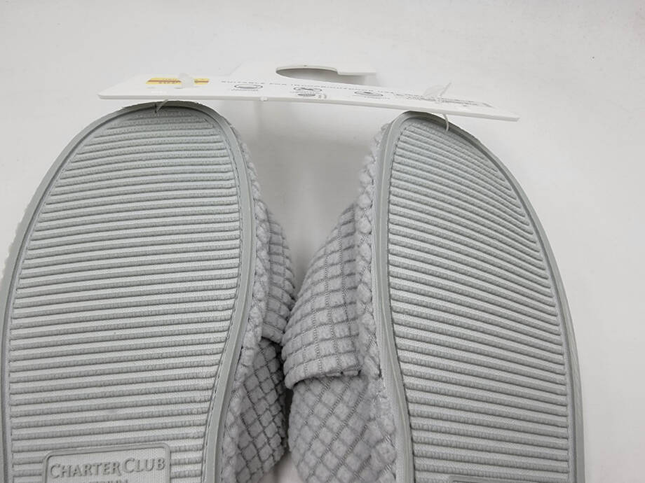 Charter Club Textured Knot-Top Slippers Women's M 7-8 US Sleep Gray Slip On