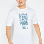 Weatherproof Vintage New York Logo T-Shirt Men's L White Crew Neck Short Sleeve