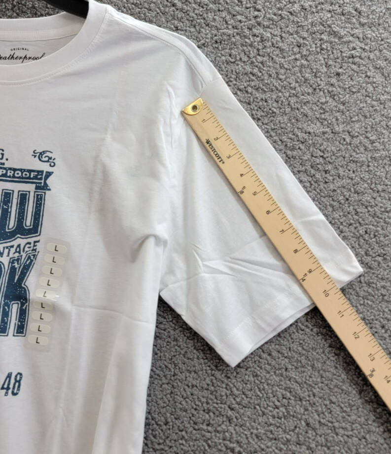 Weatherproof Vintage New York Logo T-Shirt Men's L White Crew Neck Short Sleeve