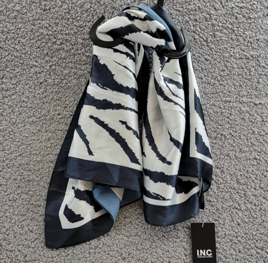 I.N.C. International Concepts Zebra Striped Square Scarf Women's O/S Black/White