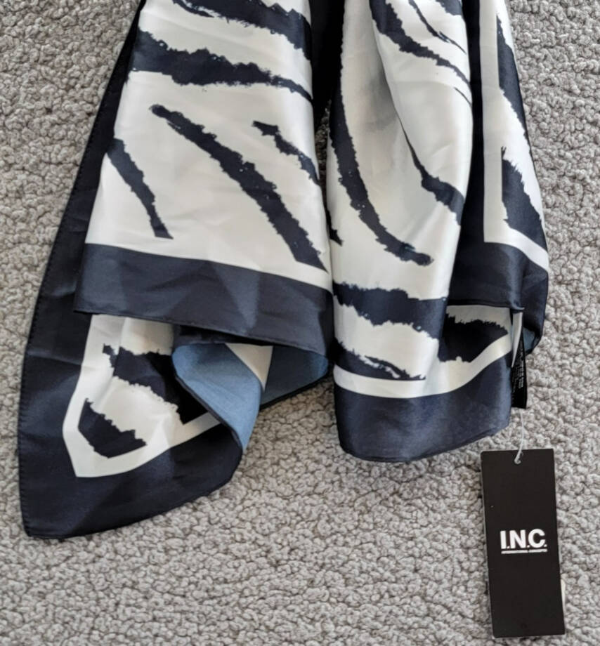 I.N.C. International Concepts Zebra Striped Square Scarf Women's O/S Black/White