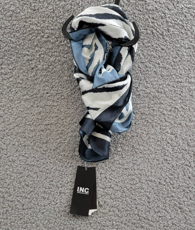 I.N.C. International Concepts Zebra Striped Square Scarf Women's O/S Black/White