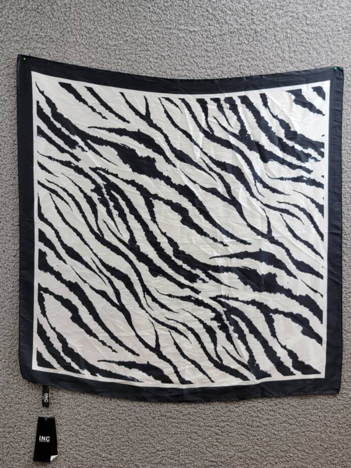 I.N.C. International Concepts Zebra Striped Square Scarf Women's O/S Black/White
