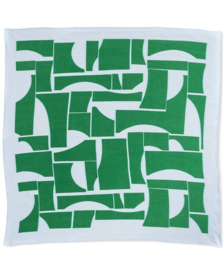 On 34th Abstract Geo Square Scarf Women's One Size Green/Blue