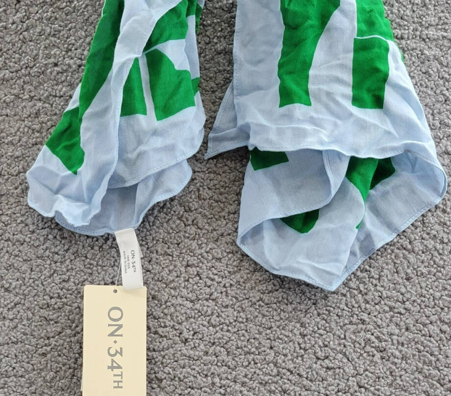 On 34th Abstract Geo Square Scarf Women's One Size Green/Blue