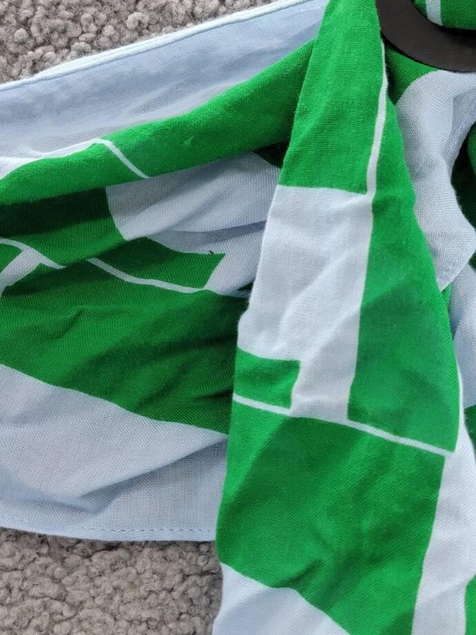 On 34th Abstract Geo Square Scarf Women's One Size Green/Blue