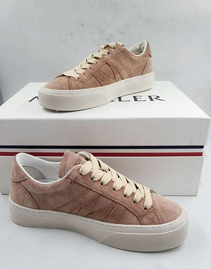 Moncler Monaco 2 Low Top Sneakers Women's 35/5US Light Pink Round Toe Lace Up