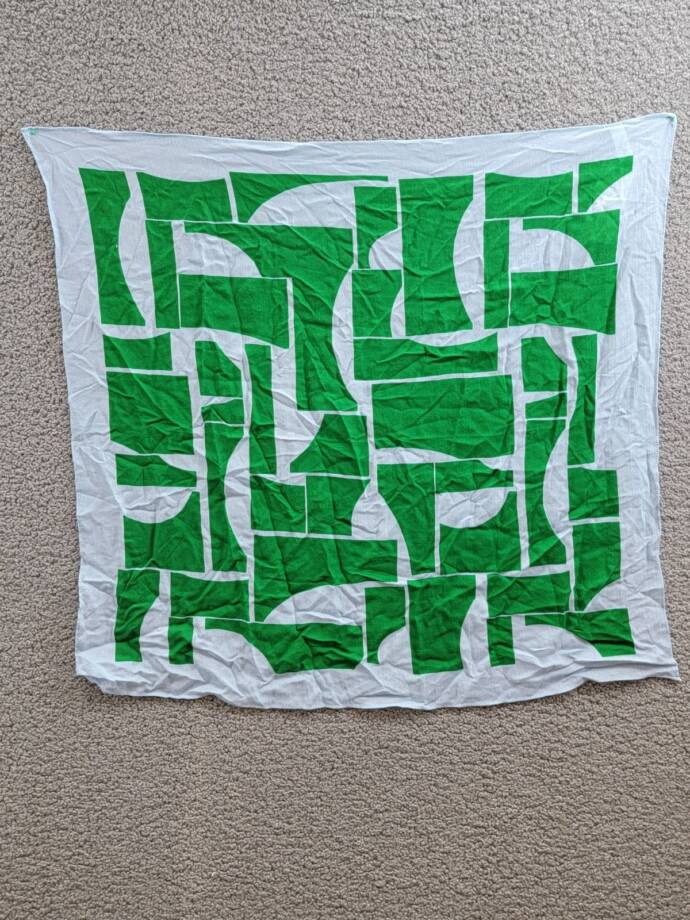 On 34th Abstract Geo Square Scarf Women's One Size Green/Blue