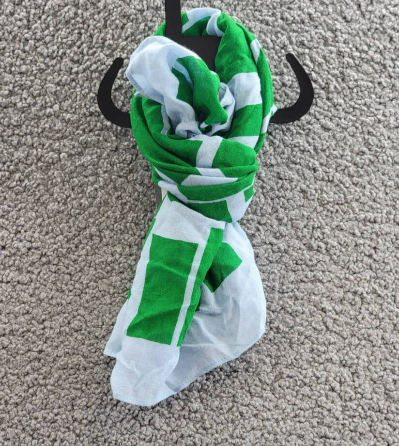 On 34th Abstract Geo Square Scarf Women's One Size Green/Blue
