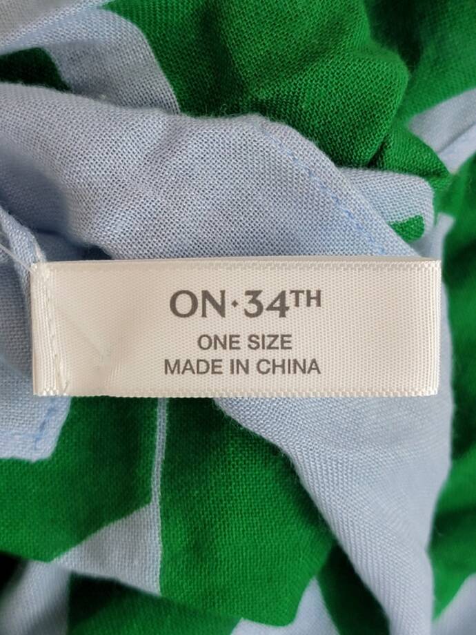 On 34th Abstract Geo Square Scarf Women's One Size Green/Blue