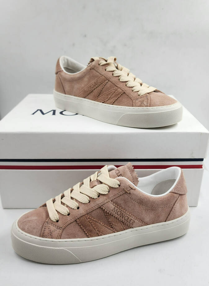 Moncler Monaco 2 Low Top Sneakers Women's 35/5US Light Pink Round Toe Lace Up