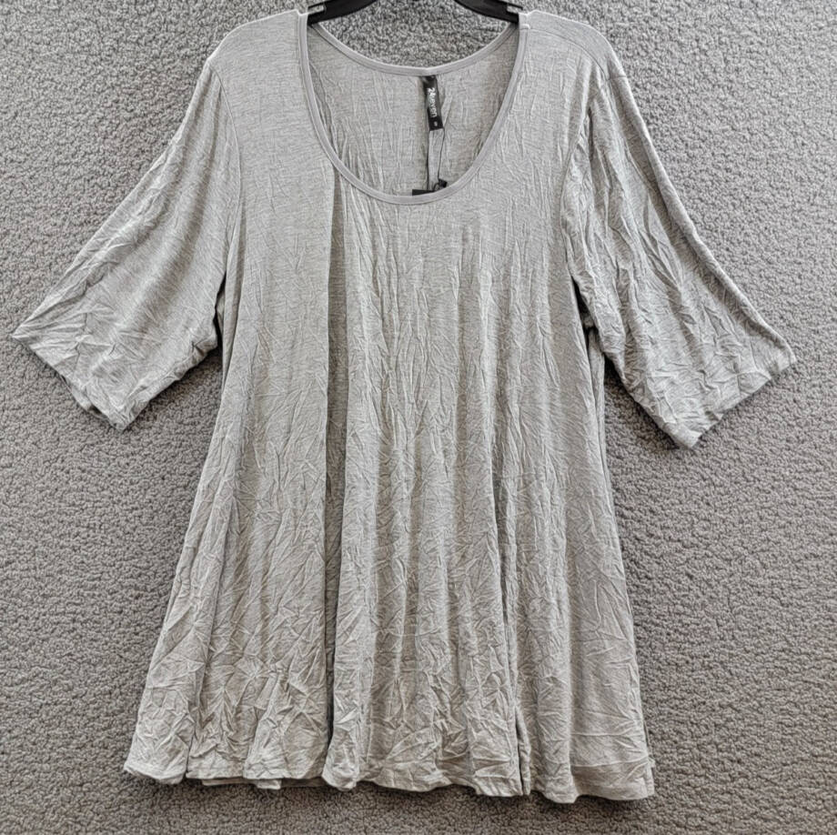 24seven Comfort Apparel Plus Size Scoop Neck Tunic Top Women's 2x Gray Pullover