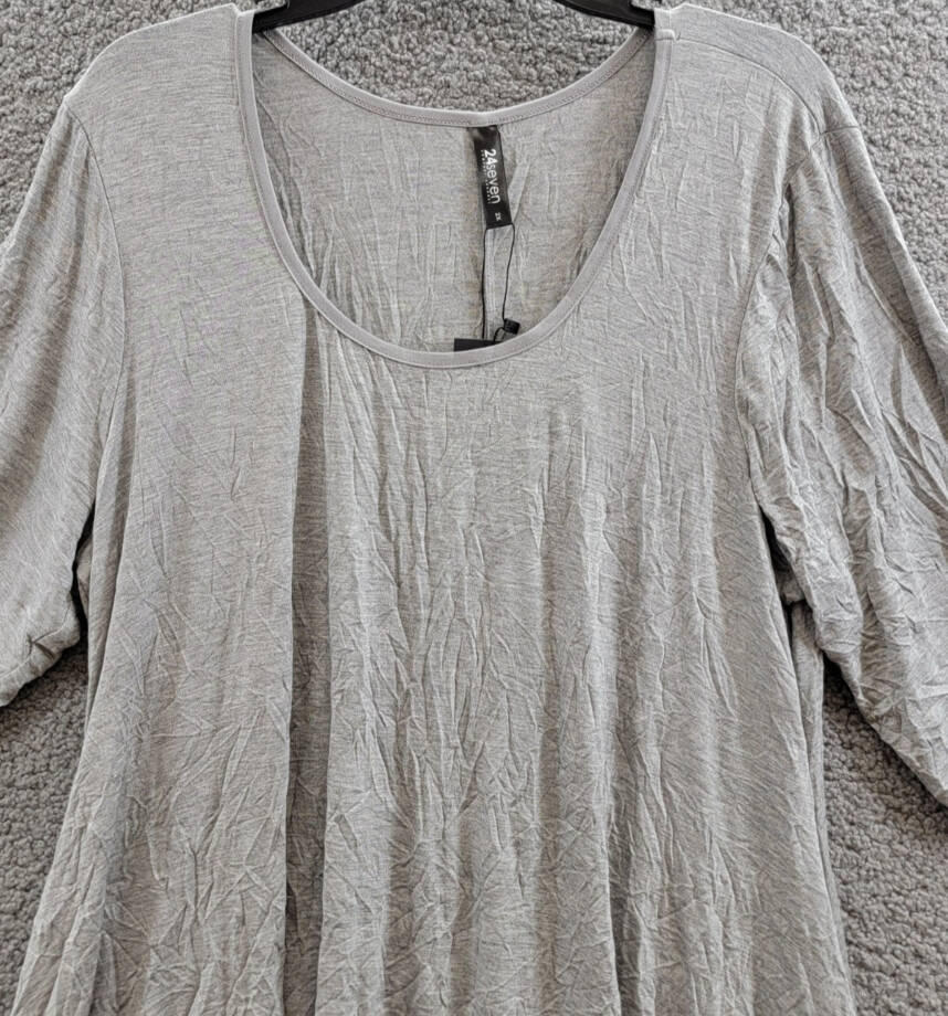 24seven Comfort Apparel Plus Size Scoop Neck Tunic Top Women's 2x Gray Pullover