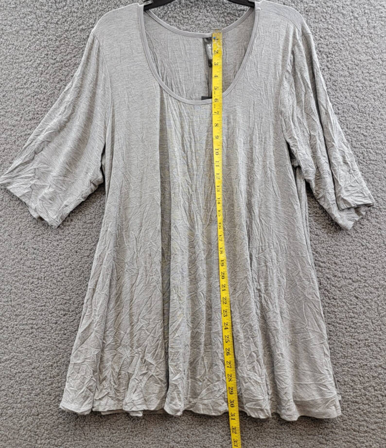 24seven Comfort Apparel Plus Size Scoop Neck Tunic Top Women's 2x Gray Pullover