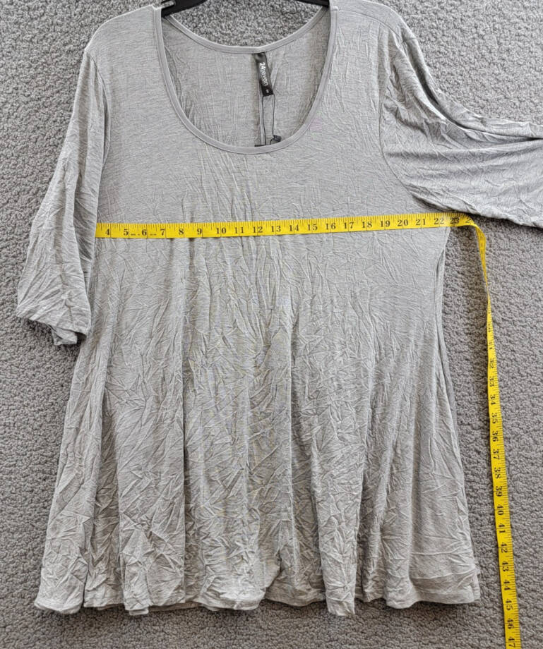 24seven Comfort Apparel Plus Size Scoop Neck Tunic Top Women's 2x Gray Pullover