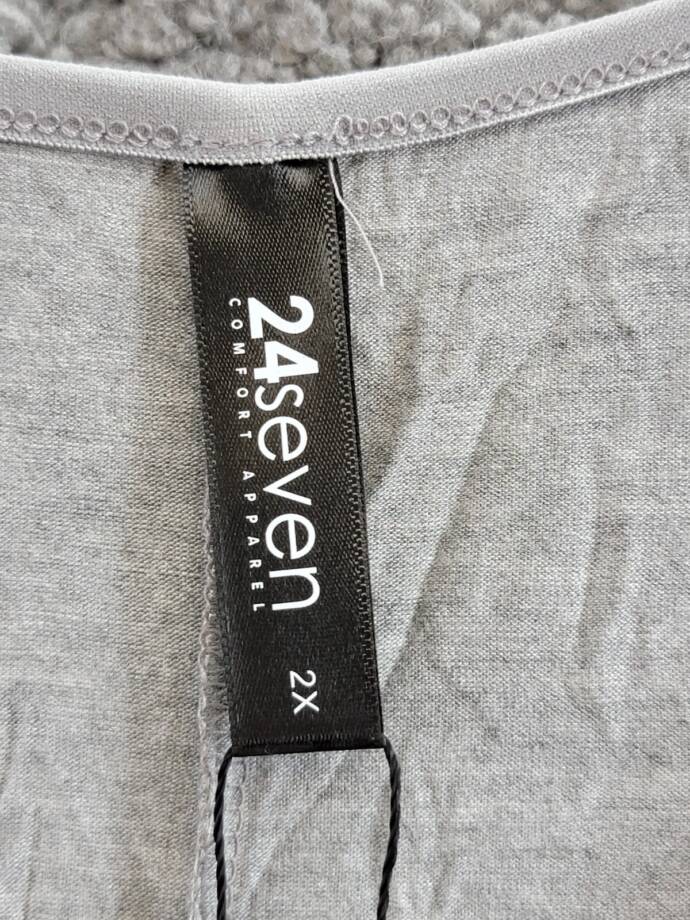 24seven Comfort Apparel Plus Size Scoop Neck Tunic Top Women's 2x Gray Pullover