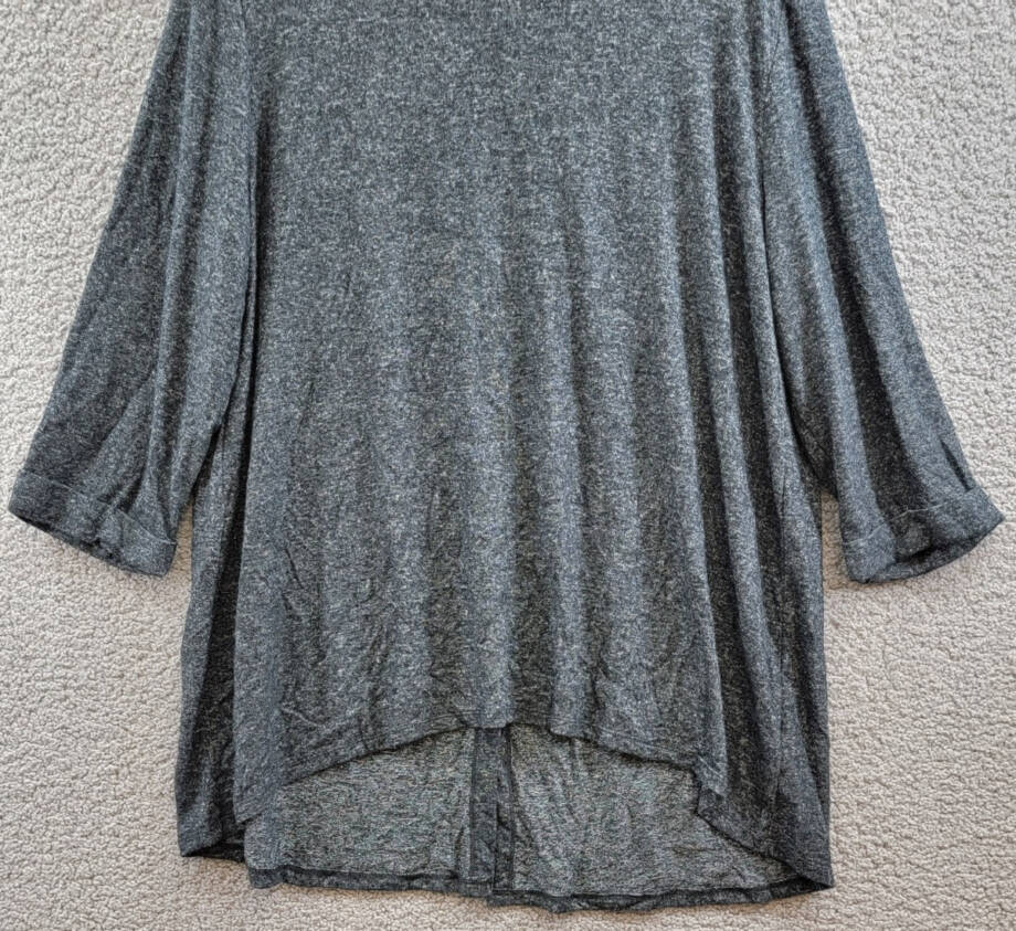 COIN 1804 Plus Size Cozy 3/4 Rolled Sleeve Button Back Top Women's 3X Charcoal