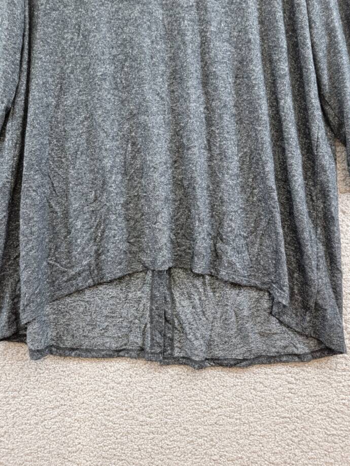 COIN 1804 Plus Size Cozy 3/4 Rolled Sleeve Button Back Top Women's 3X Charcoal