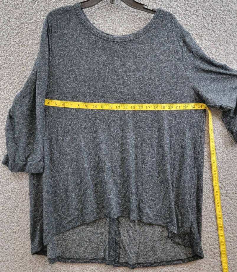 COIN 1804 Plus Size Cozy 3/4 Rolled Sleeve Button Back Top Women's 3X Charcoal