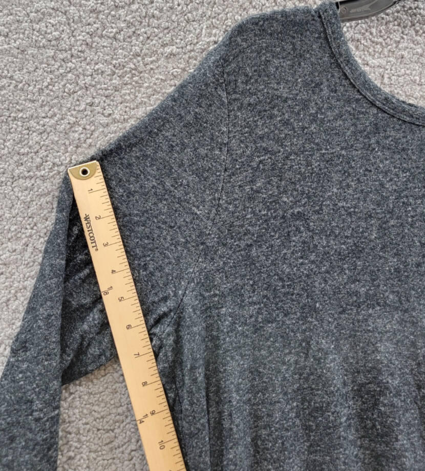 COIN 1804 Plus Size Cozy 3/4 Rolled Sleeve Button Back Top Women's 3X Charcoal