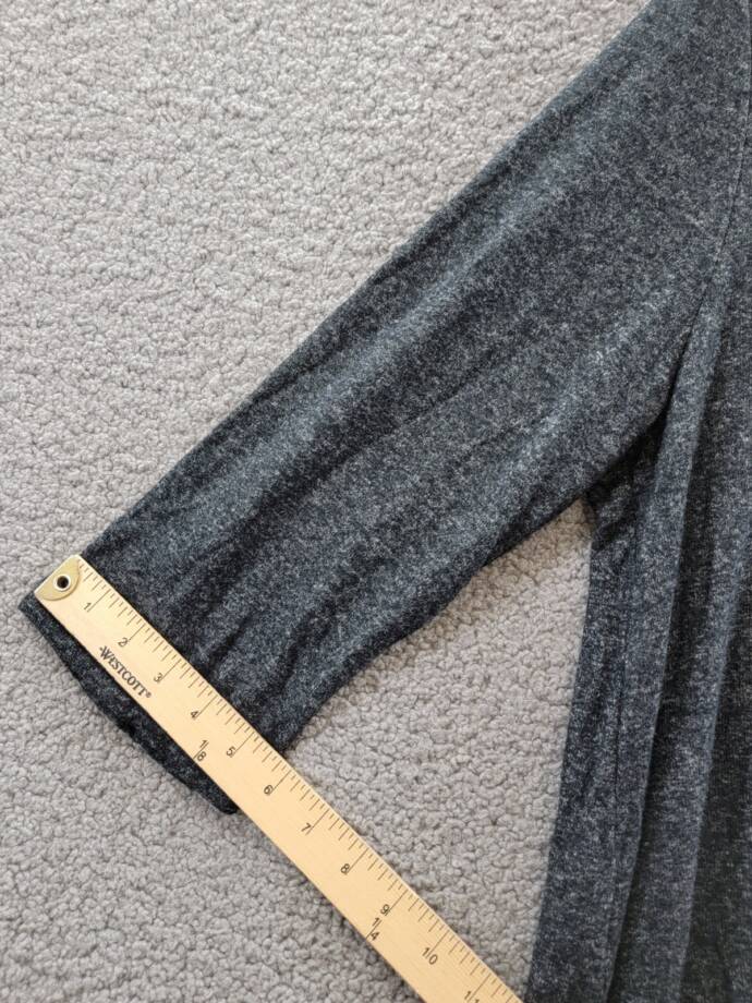 COIN 1804 Plus Size Cozy 3/4 Rolled Sleeve Button Back Top Women's 3X Charcoal
