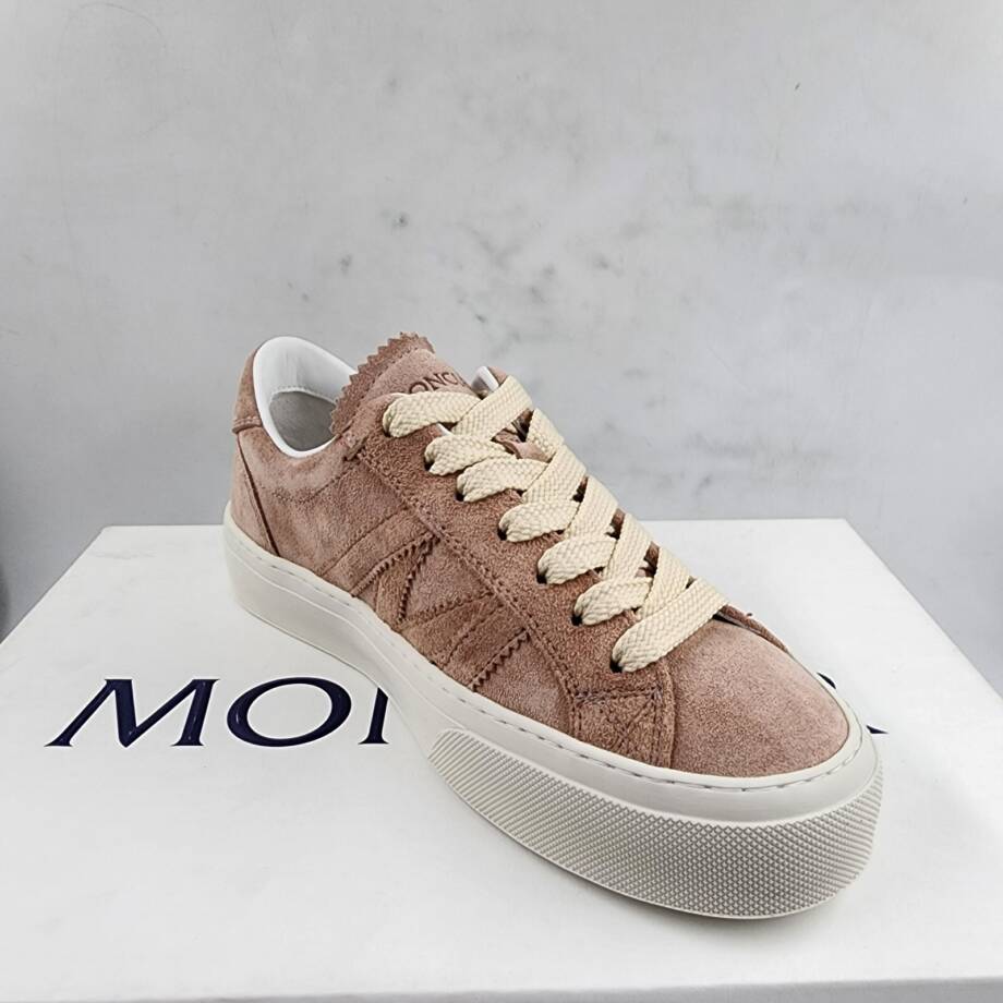 Moncler Monaco 2 Low Top Sneakers Women's 35/5US Light Pink Round Toe Lace Up