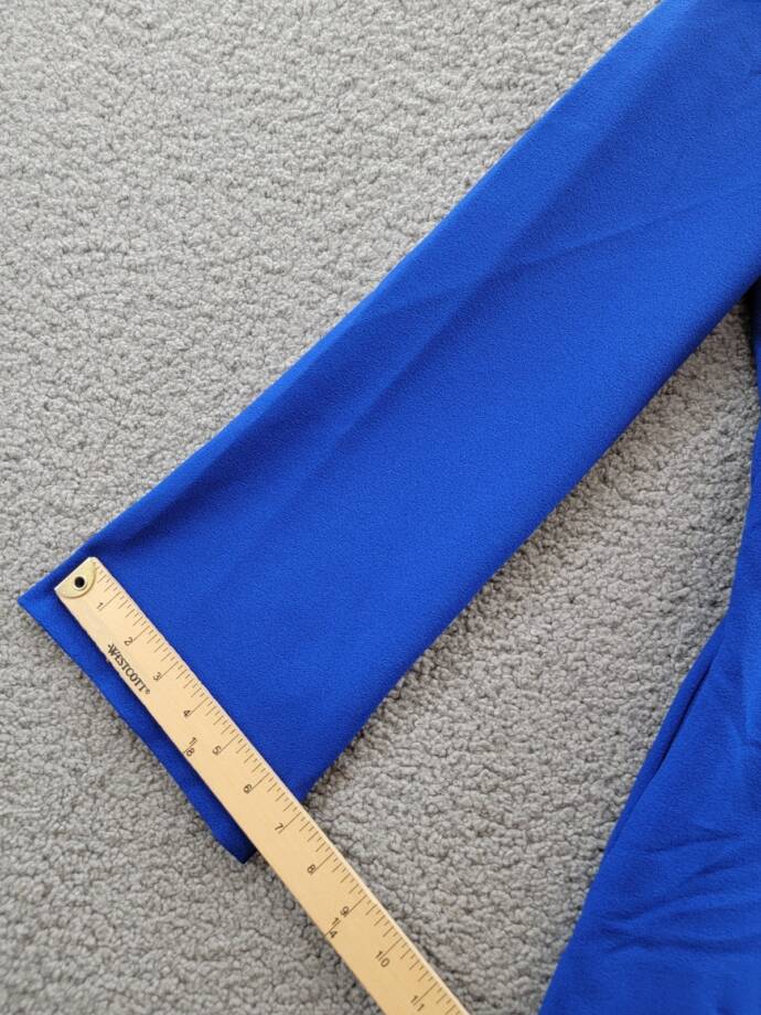 Tahari ASL Rhinestone Trim Shift Dress Women's 2 Cobalt Long Sleeve Zip/Button