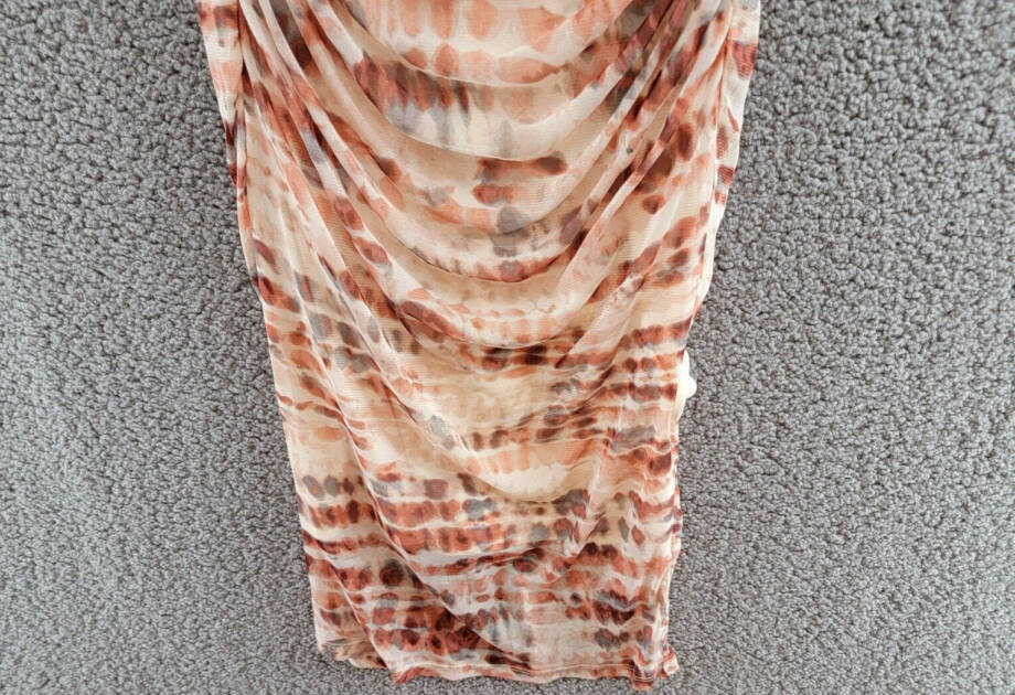 Bar III Tie-Dyed Midi Dress Womens M Red Canyon Combo Ruched Scoop Neck Pullover