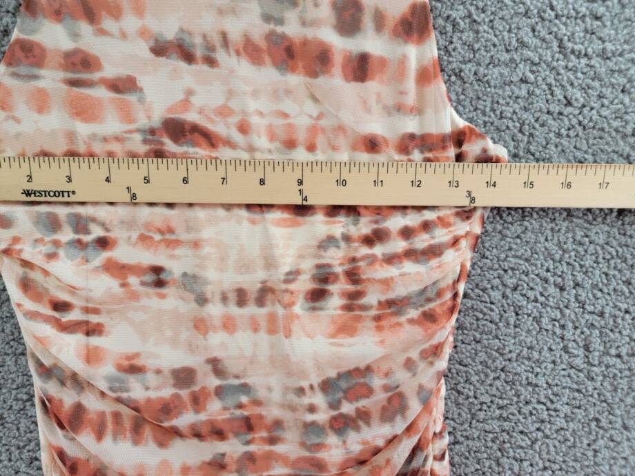 Bar III Tie-Dyed Midi Dress Womens M Red Canyon Combo Ruched Scoop Neck Pullover