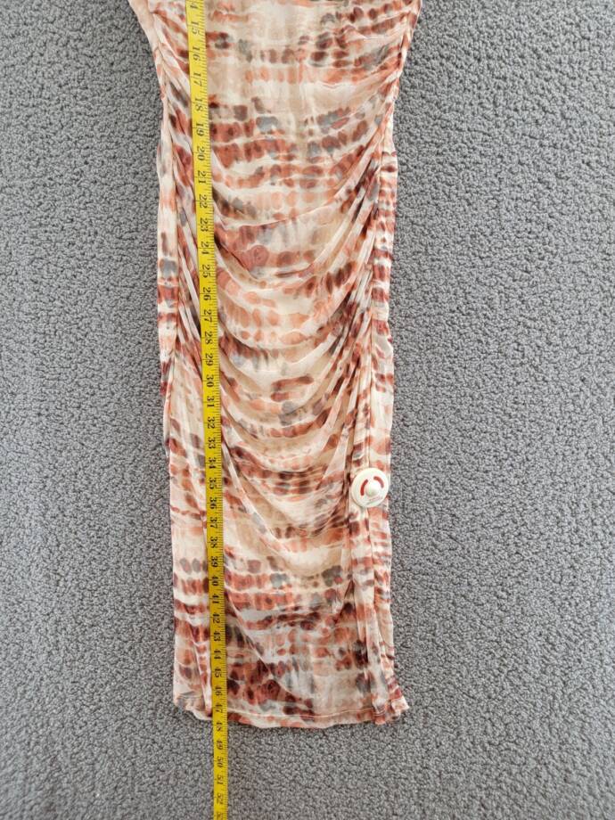 Bar III Tie-Dyed Midi Dress Womens M Red Canyon Combo Ruched Scoop Neck Pullover