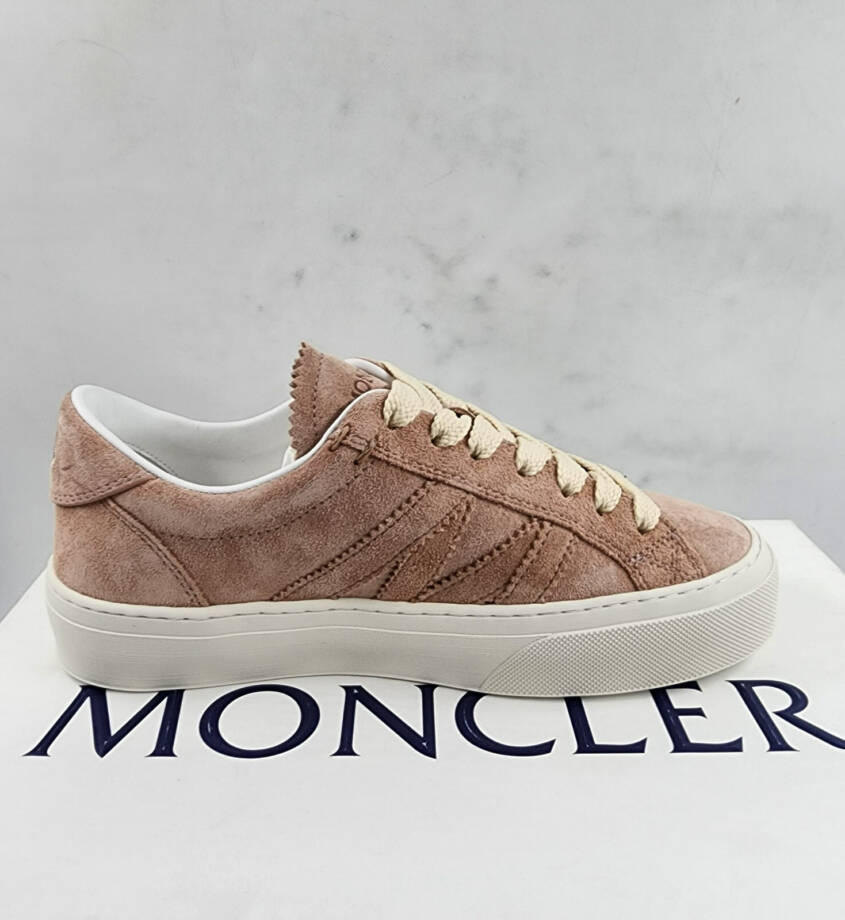 Moncler Monaco 2 Low Top Sneakers Women's 35/5US Light Pink Round Toe Lace Up