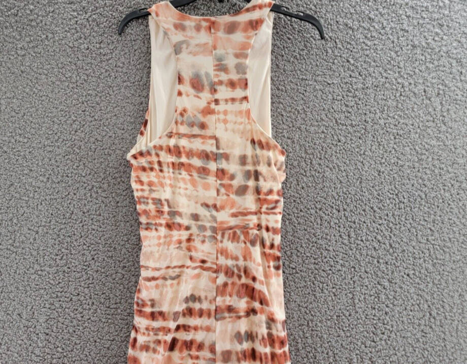 Bar III Tie-Dyed Midi Dress Womens M Red Canyon Combo Ruched Scoop Neck Pullover